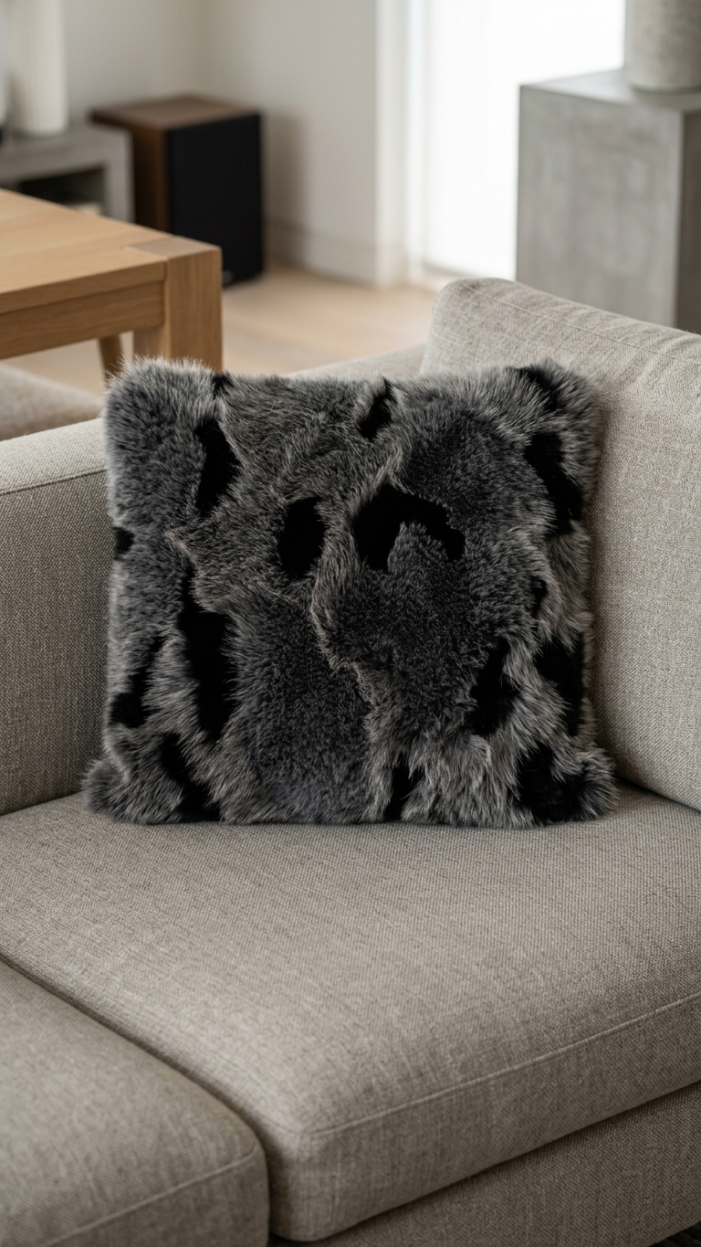 EMPERADOR FAUX LEOPARD FUR CUSHION